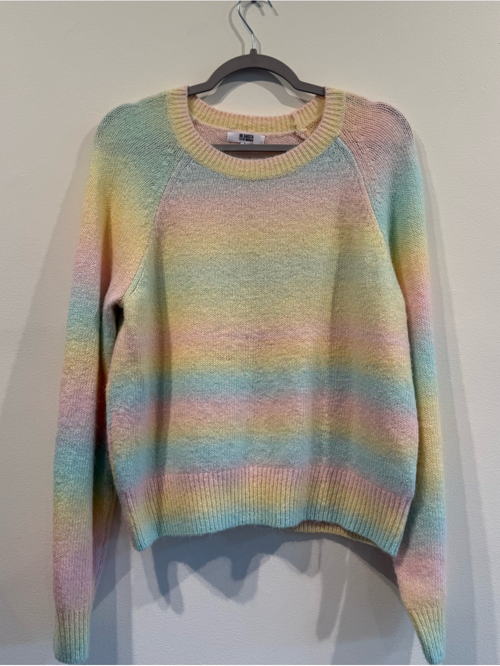 Steve Madden Pastel Striped Crewneck Sweater in Pink, Blue, Yellow, Mint
